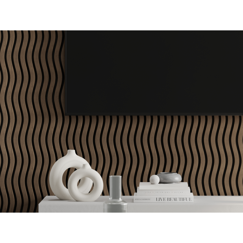 Mexen Lam-SF 01 akustické stenové lamely 280 x 30 cm, plsť 9 mm, technická dyha, Tmavý Orech - S106-280-01-044