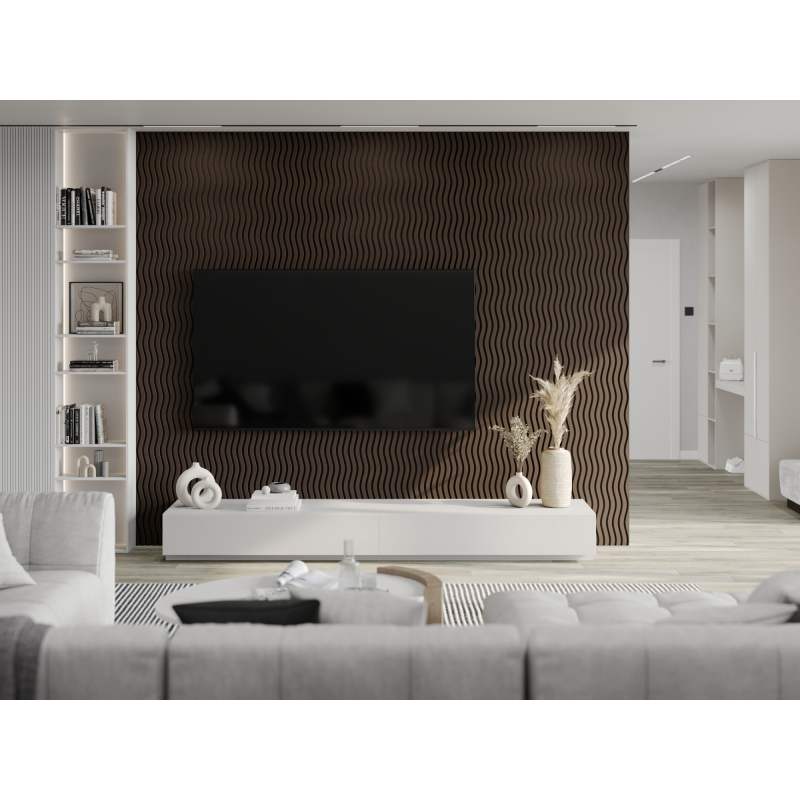 Mexen Lam-SF 01 akustické nástenné lamely 280 x 30 cm, plsť 9 mm, technická dyha, Dub Mocca - S106-280-01-045