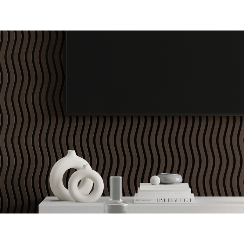Mexen Lam-SF 01 akustické nástenné lamely 280 x 30 cm, plsť 9 mm, technická dyha, Dub Mocca - S106-280-01-045