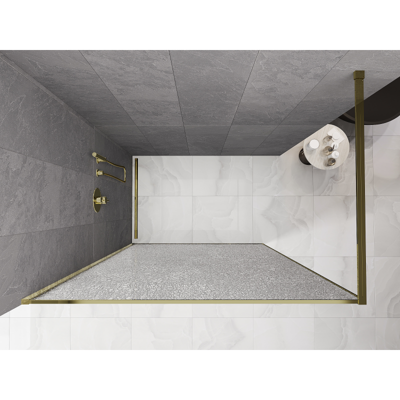 Mexen Kioto sprchová stena Walk-in 80 x 200 cm, crackle transparent 12 mm, zlatá - 800-080-101-50-04-X
