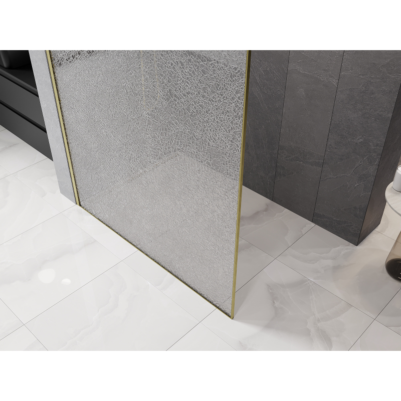 Mexen Kioto sprchová stena Walk-in 160 x 200 cm, crackle transparentná 12 mm, zlatá brúsená - 800-160-101-55-04-X