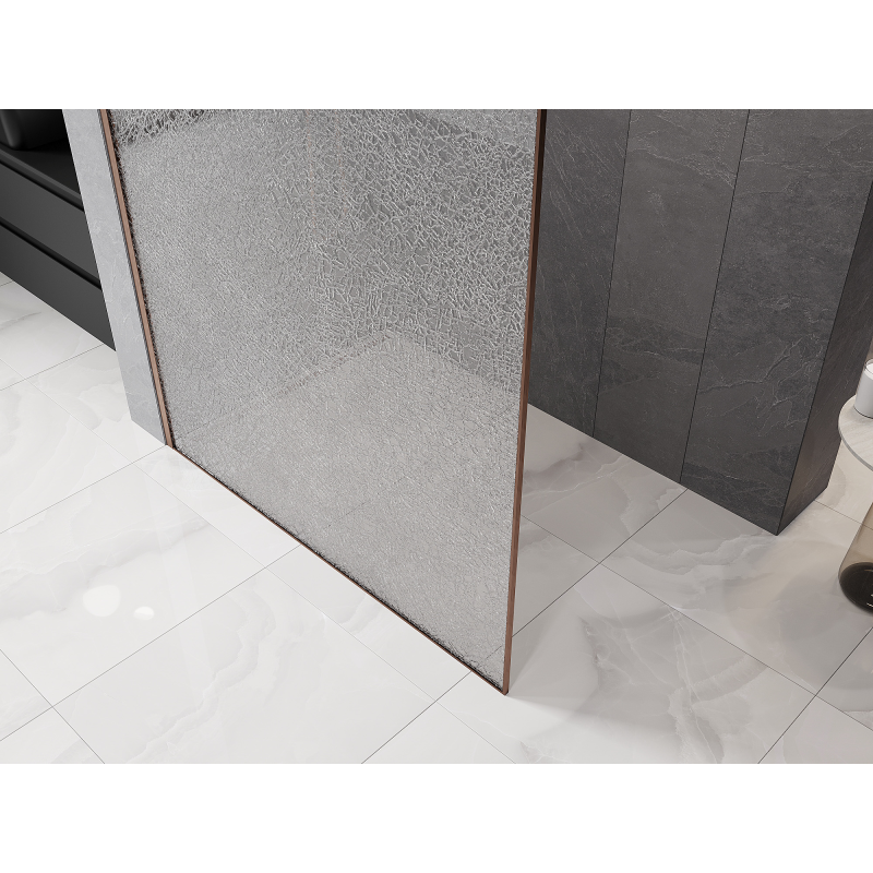 Mexen Kioto sprchová stena Walk-in 80 x 200 cm, crackle transparentná 12 mm, brúsená meď - 800-080-101-65-04-X