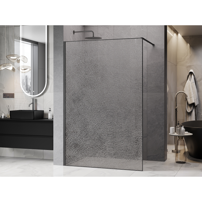 Mexen Kioto sprchová stena Walk-in 120 x 200 cm, crackle transparent 12 mm, gun gray brúsený - 800-120-101-66-04-X