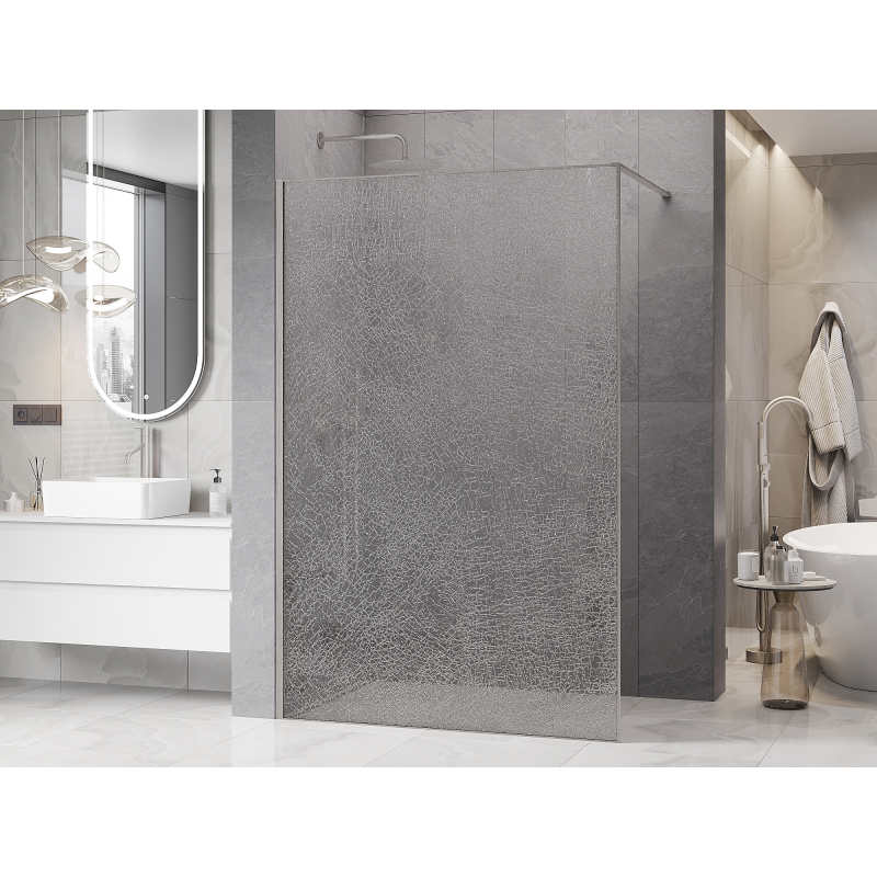 Mexen Kioto sprchová stena Walk-in 70 x 200 cm, crackle transparentná 12 mm, brúsený nikel - 800-070-101-97-04-X