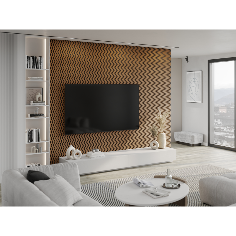 Mexen Lam-SF 02 nástenné akustické lamely 280 x 30 cm, plsť 9 mm, technická dyha, Prírodný Dub - S106-280-02-042