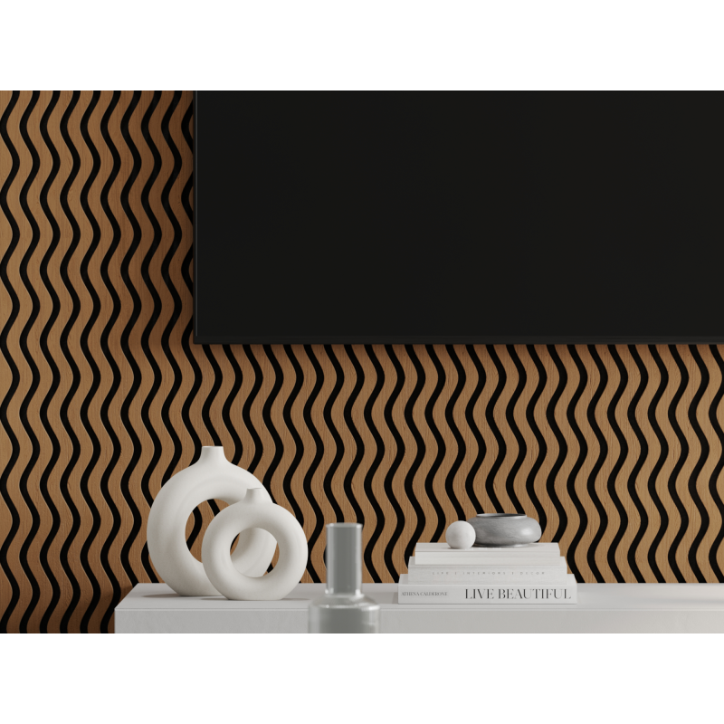 Mexen Lam-SF 02 nástenné akustické lamely 280 x 30 cm, plsť 9 mm, technická dyha, Prírodný Dub - S106-280-02-042