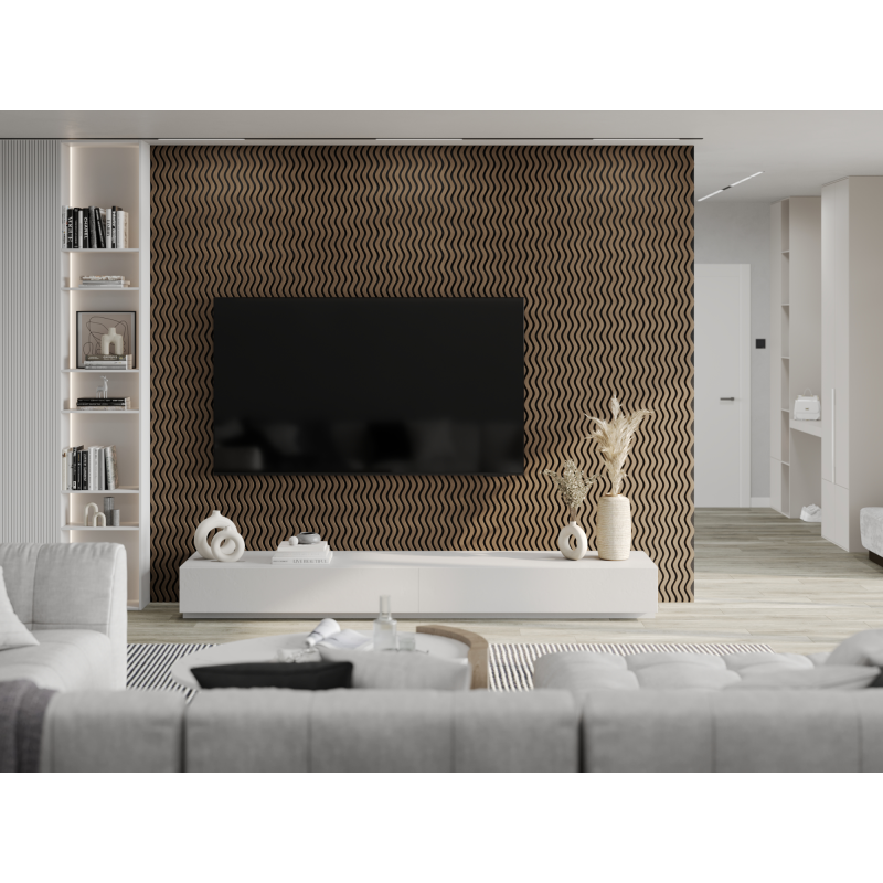 Mexen Lam-SF 02 akustické nástenné lamely 280 x 30 cm, plsť 9 mm, technická dyha, Tmavý Orech - S106-280-02-044
