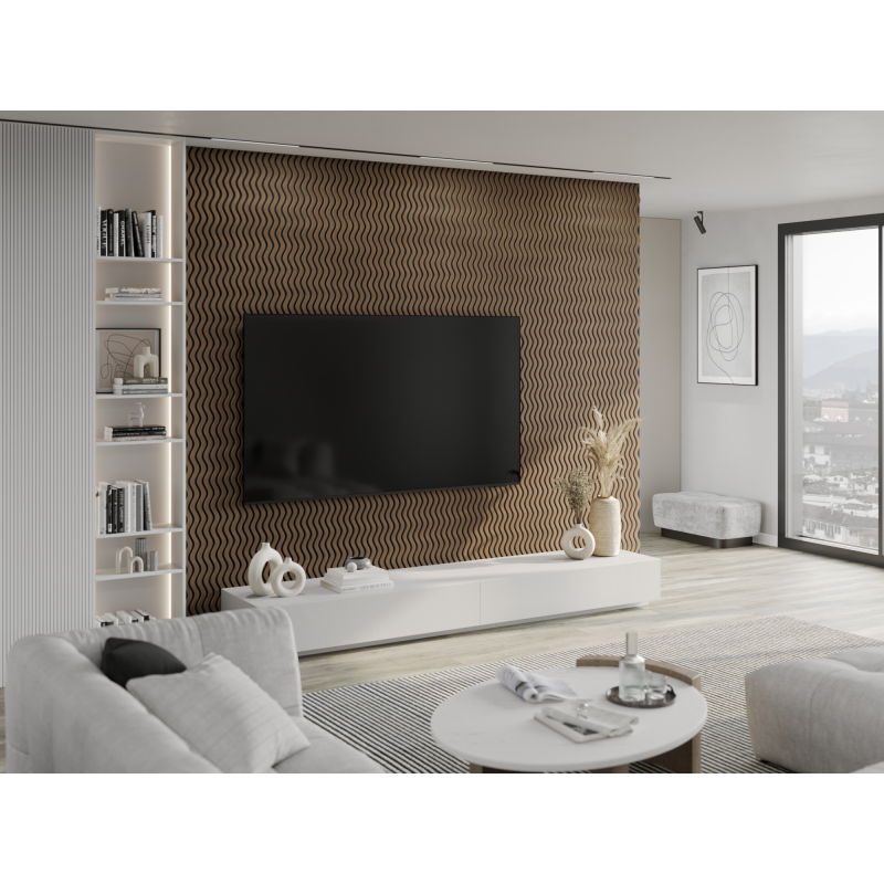 Mexen Lam-SF 02 akustické nástenné lamely 280 x 30 cm, plsť 9 mm, technická dyha, Tmavý Orech - S106-280-02-044