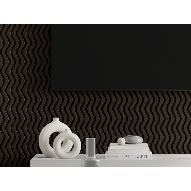 Mexen Lam-SF 02 akustické nástenné lamely 280 x 30 cm, plsť 9 mm, technická dyha, Čierny dub - S106-280-02-046