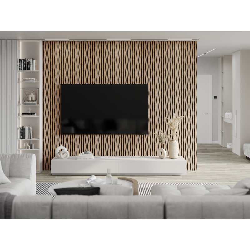 Mexen Lam-SF 01 Lam-SF 26 lamely na stenu akustické 280 x 30 cm, plsť 9 mm, technologická dyha, Bielený Dub