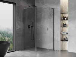 Mexen Mist L asymetrická obdĺžniková sprchová kabína 100x80 cm priehľadná gun gray brúsená - 8A8L-100-080-66-00