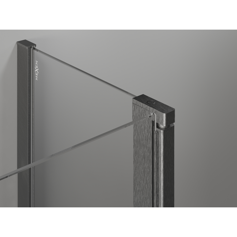 Mexen Mist L asymetrická závesná sprchová kabína päťuholníková 80x90 cm transparentná gun gray kartáčovaná