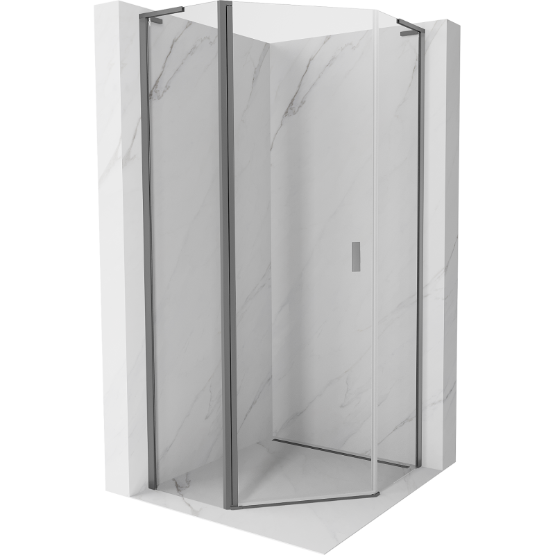 Mexen Mist L päťuholníkový sprchovací kút otočný 90 x 90 cm, transparentný, gun metal - 8A8L-090-090-95-00