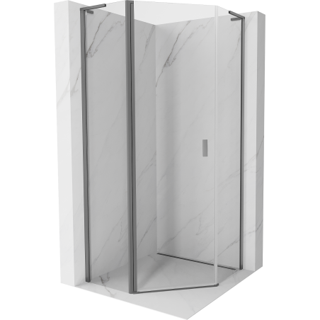 Mexen Mist L päťuholníkový sprchovací kút otočný 90 x 90 cm, transparentný, gun metal - 8A8L-090-090-95-00