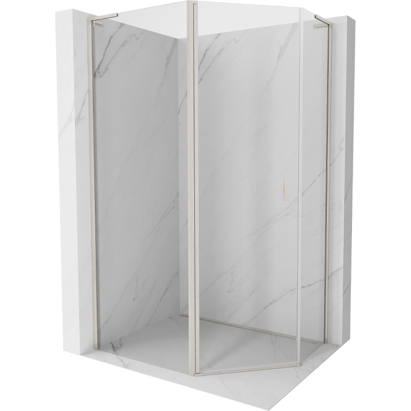 Mexen Mist L asymetrická pätstranná sprchová kabína otváracia 90 x 80 cm priehľadná brúsený nikel - 8A8L-090-080-97-00