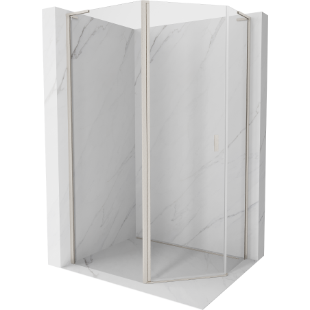 Mexen Mist L asymetrická pätstranná sprchová kabína otváracia 90 x 80 cm priehľadná brúsený nikel - 8A8L-090-080-97-00