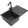 Mexen Bruno granitový drez s 1 komorou s odkvapkávačom a kuchynskou batériou Duero, čierny s bodkami - 6513-76-671600-70-B