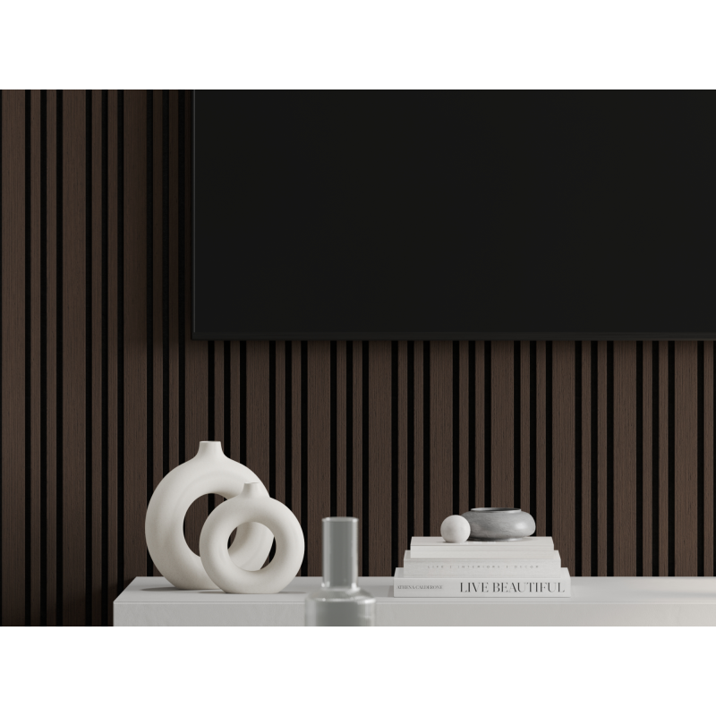 Mexen Lam-F Slim 01 akustické nástenné lamely 280 x 36,5 cm, plsť 9 mm, technická dyha, Dub Mocca - S107-280-01-045