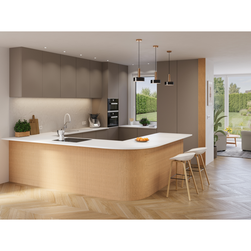 Mexen Ovalo 02 ryhované ohybné nástenné panely 280 x 36 cm, technická dyha, Bieleny Dub - S130-280-02-040