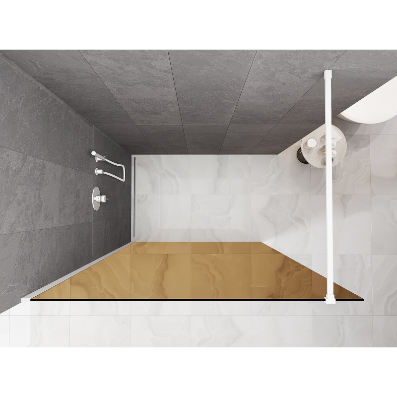Mexen Kioto sprchová stena Walk-in 130 x 200 cm, hnedá 8 mm, biela - 800-130-101-20-32