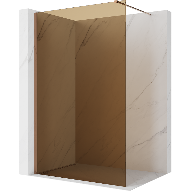 Mexen Kioto sprchová stena Walk-in 100 x 200 cm, bronz 8 mm, ružové zlato - 800-100-101-60-32