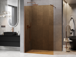 Mexen Kioto sprchová stena Walk-in 130 x 200 cm, bronz 8 mm, brúsená meď - 800-130-101-65-32