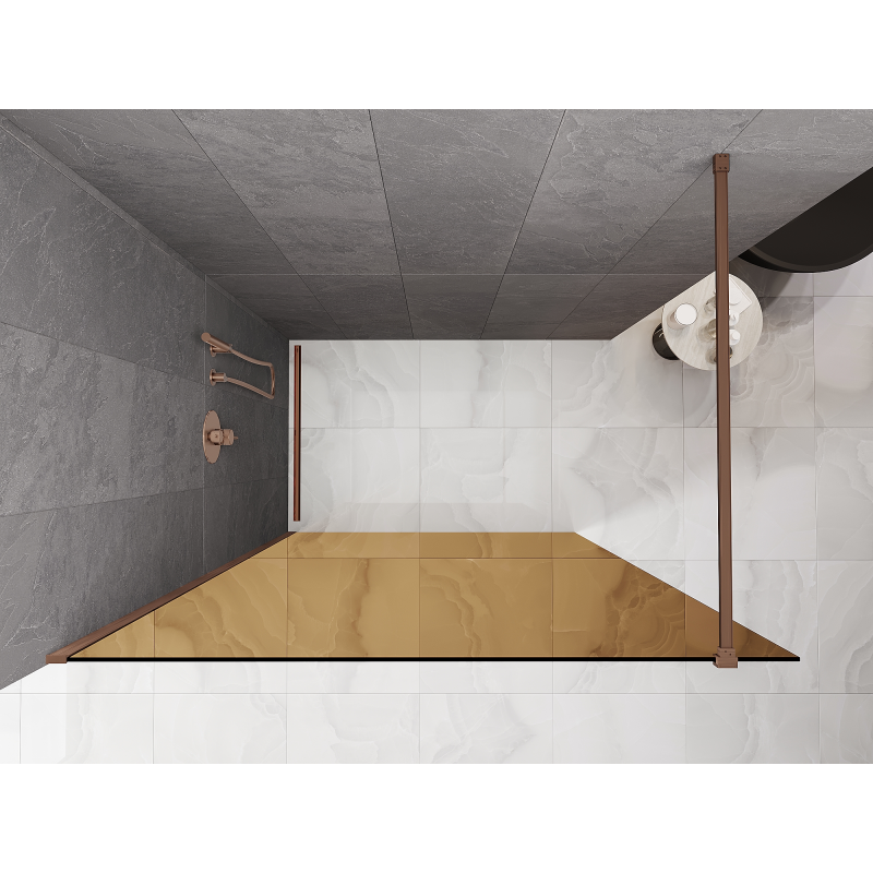 Mexen Kioto sprchová stena Walk-in 130 x 200 cm, bronz 8 mm, brúsená meď - 800-130-101-65-32
