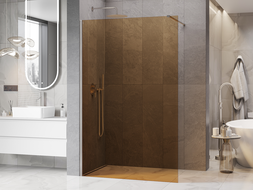 Mexen Kioto sprchová stena Walk-in 90 x 200 cm, bronz 8 mm, brúsený nikel - 800-090-101-97-32