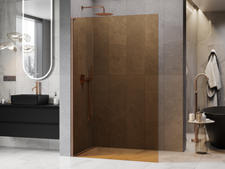 Mexen Kioto L Sprchová stena Walk-in 80 x 200 cm, bronz, brúsená meď - 800-080-103-65-32