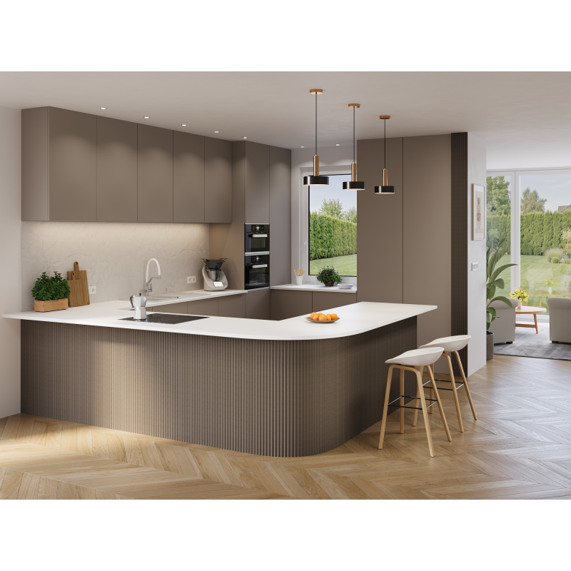 Mexen Ovalo 01 flexibilné ryhované nástenné lamely 280 x 36 cm, technická dyha, Sivý Dub - S130-280-01-043