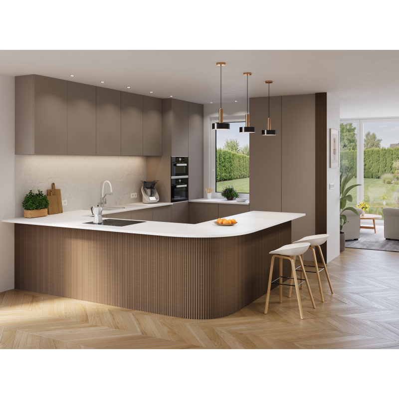Mexen Ovalo 01 nástenné lamely ryhované elastické 280 x 36 cm, technická dyha, Tmavý Orech - S130-280-01-044