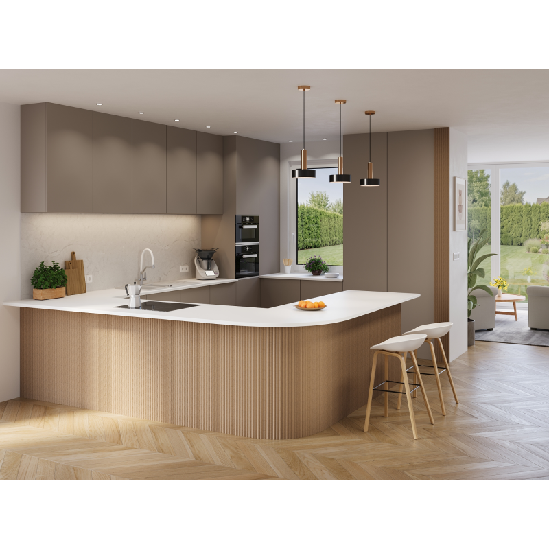 Mexen Ovalo 01 elastické ryhované stenové lamely 280 x 36 cm, technická dyha, Svetlý orech - S130-280-01-047