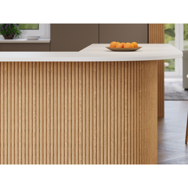 Mexen Ovalo 03 lamelové steny ryhované pružné 280 x 36 cm, technická dyha, Biely Dub - S130-280-03-040