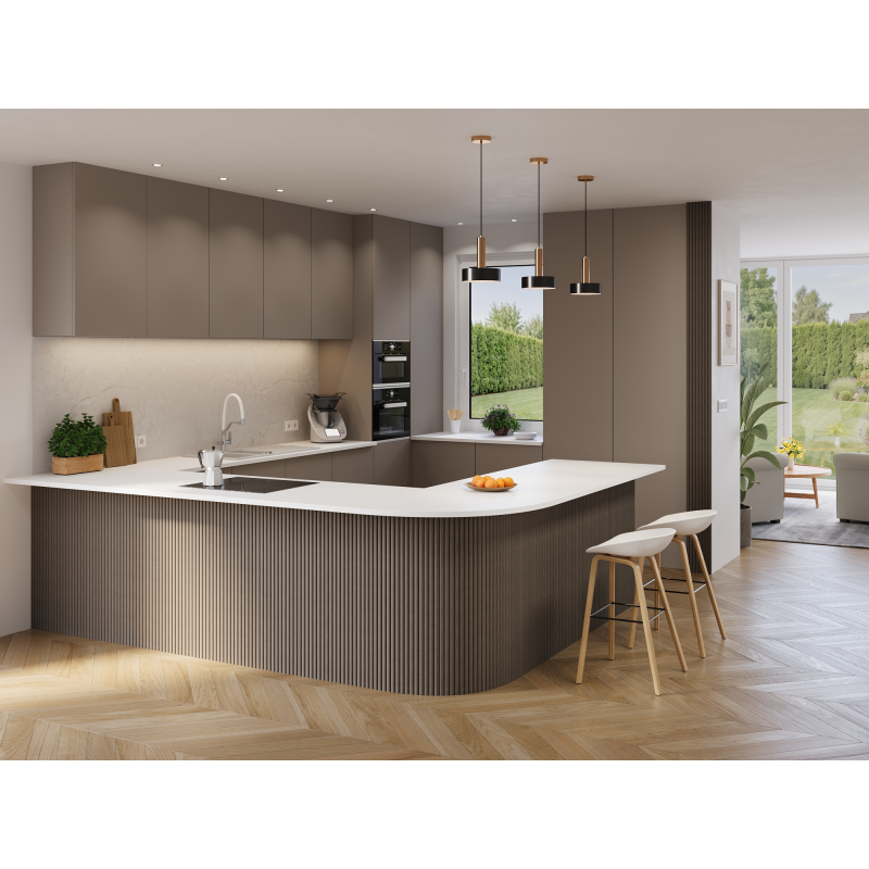 Mexen Ovalo 03 stenové lamely ryhované elastické 280 x 36 cm, technická dyha, Sivý Dub - S130-280-03-043