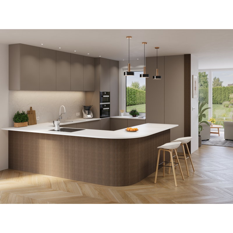 Mexen Ovalo 03 stenové lamely ryhované pružné 280 x 36 cm, technická dyha, Tmavý Orech - S130-280-03-044