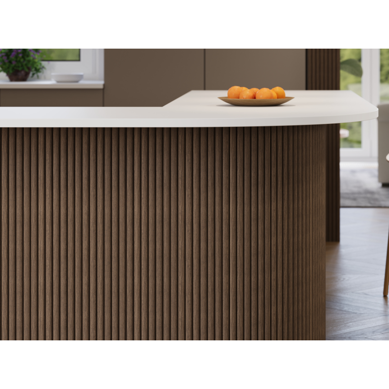 Mexen Ovalo 03 stenové lamely ryhované pružné 280 x 36 cm, technická dyha, Tmavý Orech - S130-280-03-044