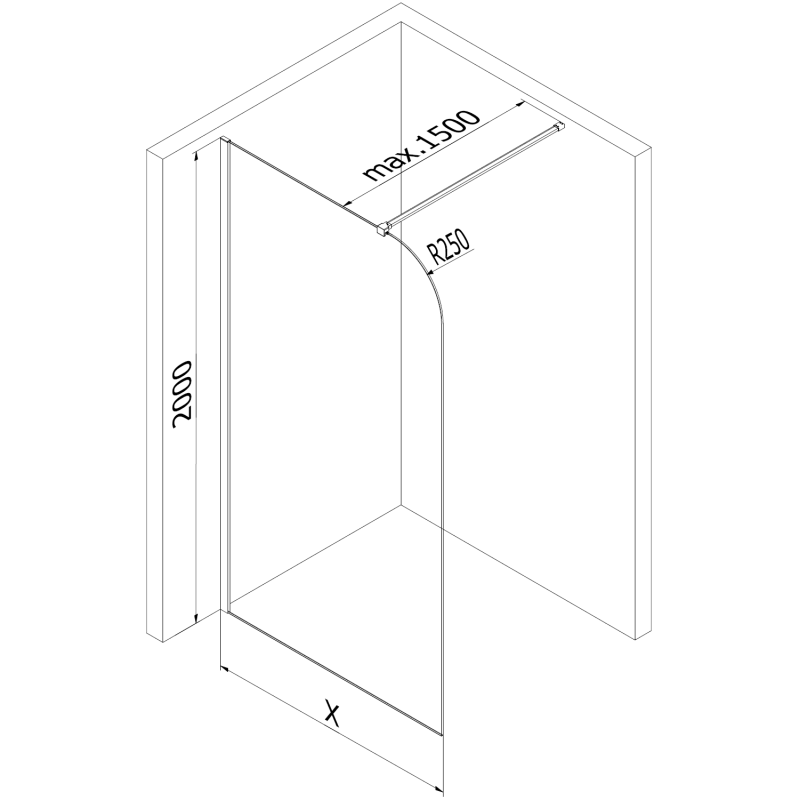 Mexen Kioto-P sprchová stena Walk-in 80 x 200 cm, transparentná 8 mm, chróm - 800-080-101-01-00-P
