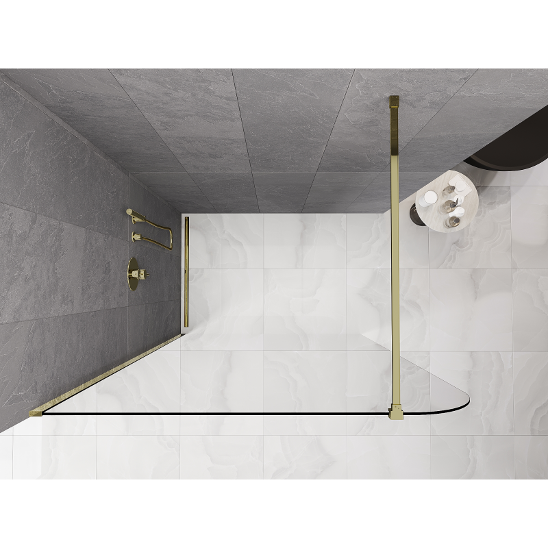 Mexen Kioto-P sprchová stena Walk-in 80 x 200 cm, transparentná 8 mm, zlatá - 800-080-101-50-00-P