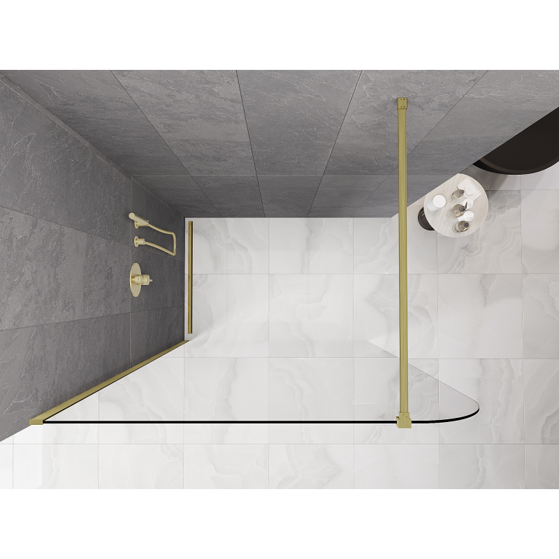 Mexen Kioto-P Sprchová stena Walk-in 110 x 200 cm, transparentná 8 mm, zlatá kartáčovaná - 800-110-101-55-00-P
