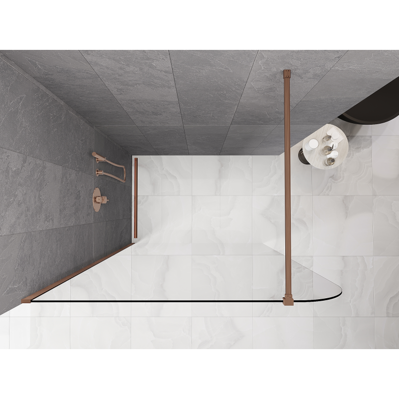 Mexen Kioto-P sprchová stena Walk-in 70 x 200 cm, priehľadná 8 mm, brúsená meď - 800-070-101-65-00-P