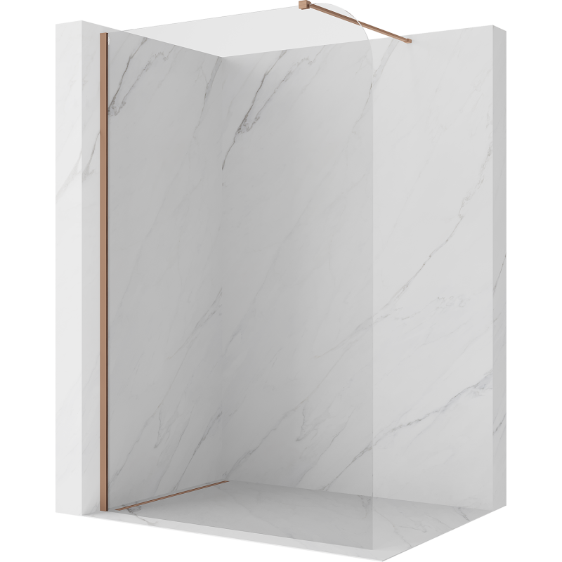 Mexen Kioto-P sprchová stena Walk-in 90 x 200 cm, transparentná 8 mm, brúsená meď - 800-090-101-65-00-P