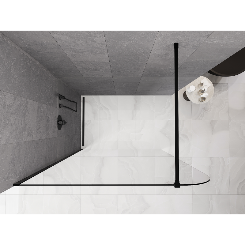 Mexen Kioto-P sprchová stena Walk-in 80 x 200 cm, transparentná 8 mm, čierna - 800-080-101-70-00-P