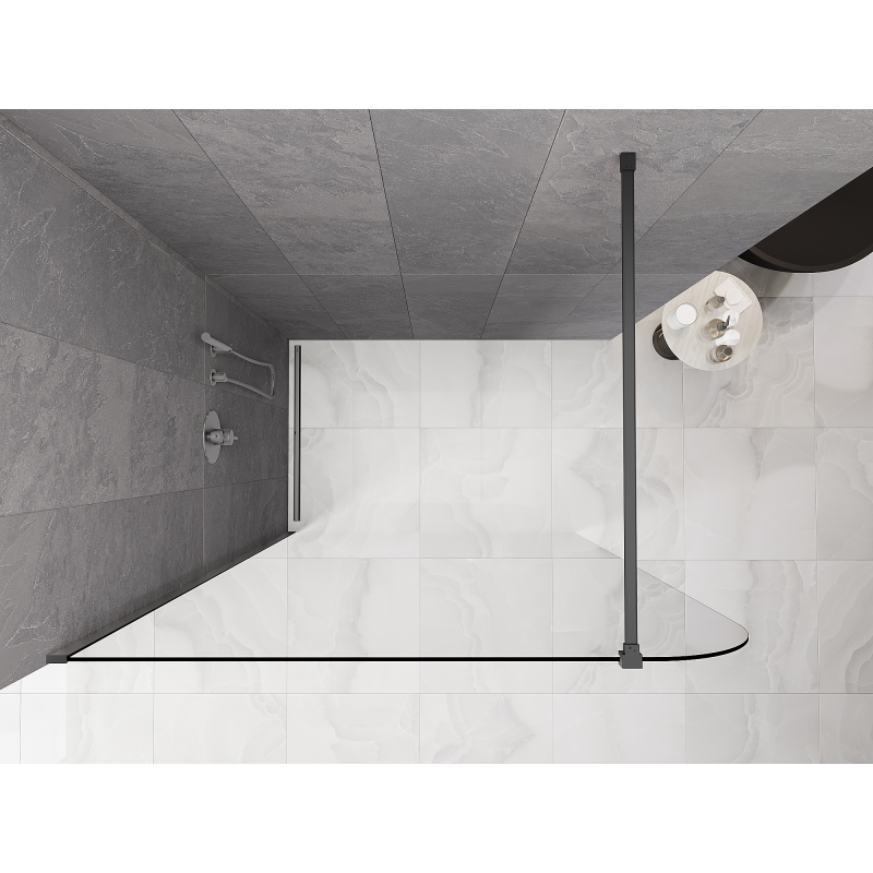 Mexen Kioto-P sprchová stena Walk-in 90 x 200 cm, transparentná 8 mm, gun metal - 800-090-101-95-00-P