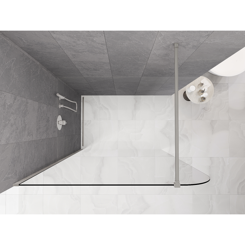 Mexen Kioto-P sprchová stena Walk-in 140 x 200 cm, transparentná 8 mm, brúsený nikel - 800-140-101-97-00-P
