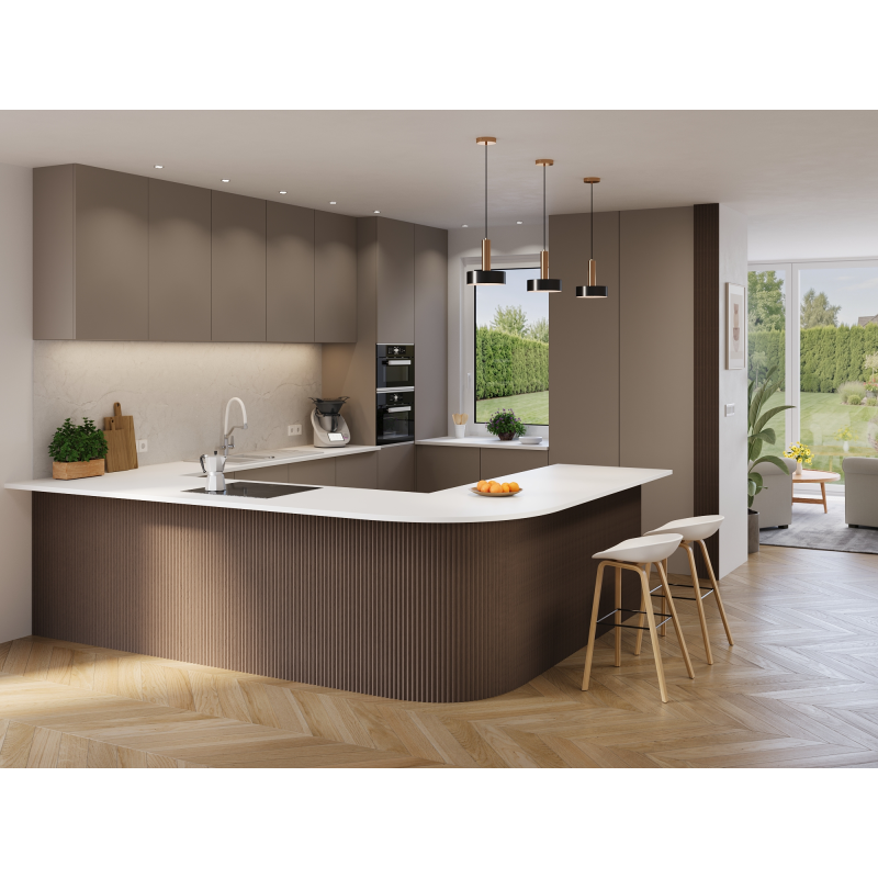 Mexen Ovalo 01 ryhované elastické stenné lamely 280 x 36 cm, technická dyha, Mocca Dub - S130-280-01-045