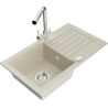 Mexen Pablo granitový drez 1-komorový s odkvapkávačom a kuchynská batéria Duero, béžová - 6510-69-671600-00