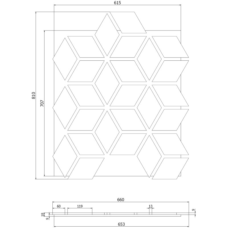 Mexen Form 02 vzorka akustického nástenného panelu, plsť 9 mm, technická dyha, Dub Classic - S111-02-041-S