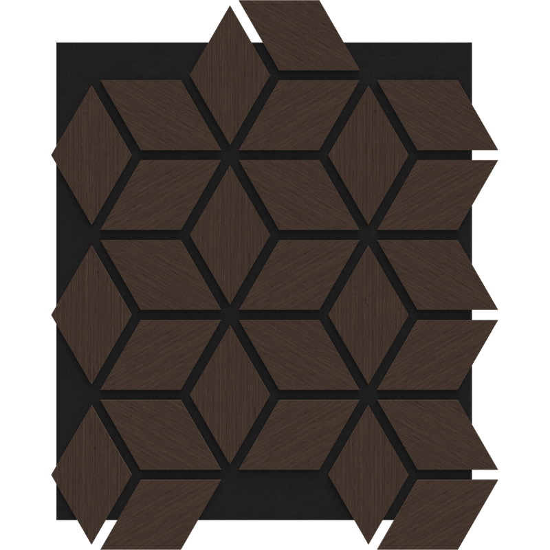 Mexen Form 02 vzorka akustického nástenného panelu, plsť 9 mm, technická dýha, Dub Mocca - S111-02-045-S