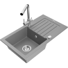 Mexen Pablo žulový drez s 1 miskou a odkvapkávačom a kuchynskou batériou Duero, sivý - 6510-71-671600-00