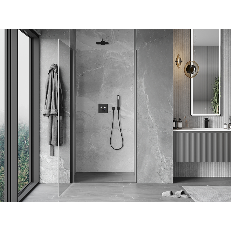 Mexen Mist-B otváracie sprchové dvere 70 cm, transparentné, gun metal - 8A2-070-000-95-00